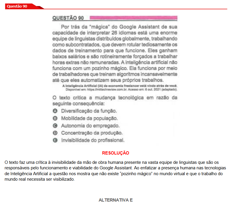 Questão 1 prova rosa Enem 2023 - Brasil Escola