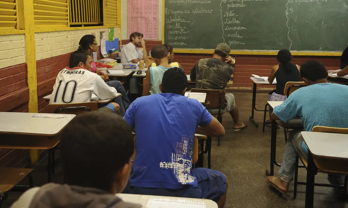 Sala da aula com estudantes