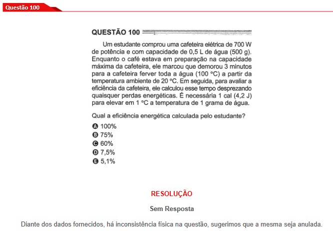 Questão 100 prova cinza Enem 2024