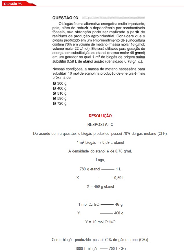 Questão 93 prova cinza Enem 2024