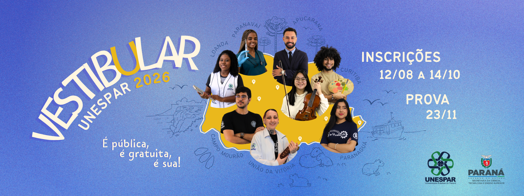 imagem de divulgação do Vestibular 2026 da Unespar.