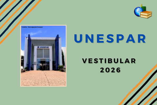 Vestibular 2026 Unespar Foto da fachada da Unespar. Texto: Unespar Vestibular 2026